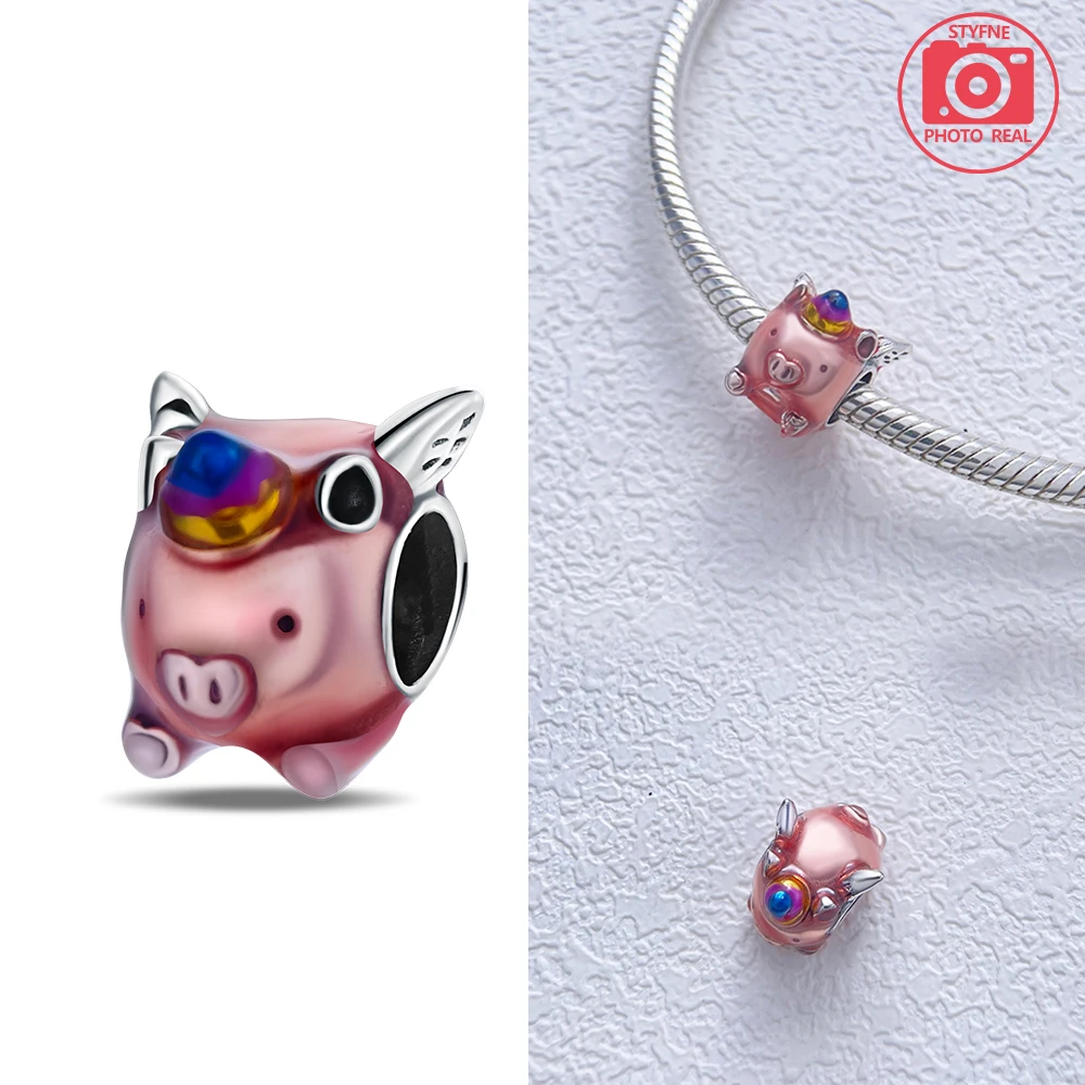 Flying Unicorn Pig Charm Silver Plated Fit Charms Silver Original Bracelet for Jewelry Making  Charms  Craft  Pendant