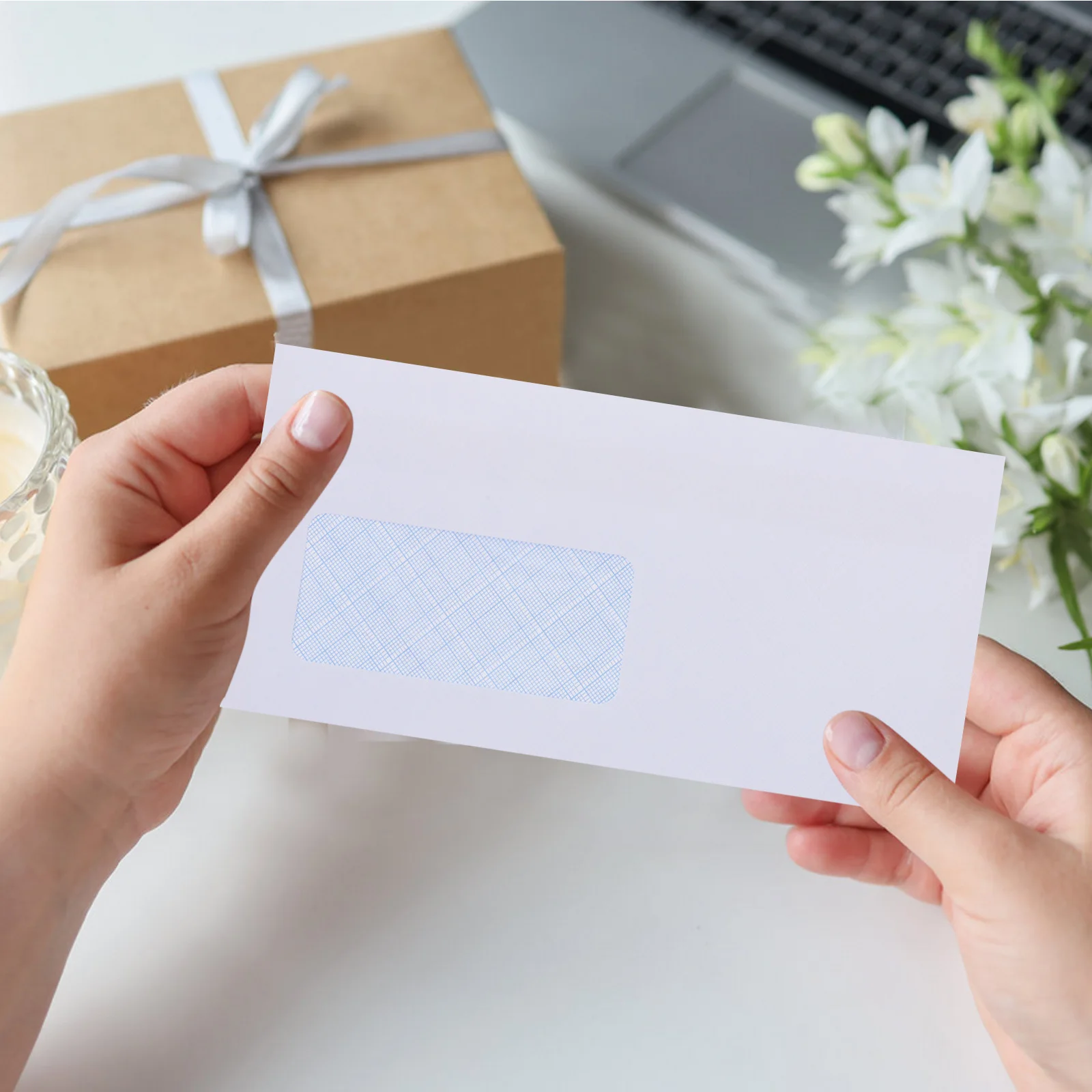 50pcs Envelopes White With Left Window For Checks Invitations Document Storage Mailing