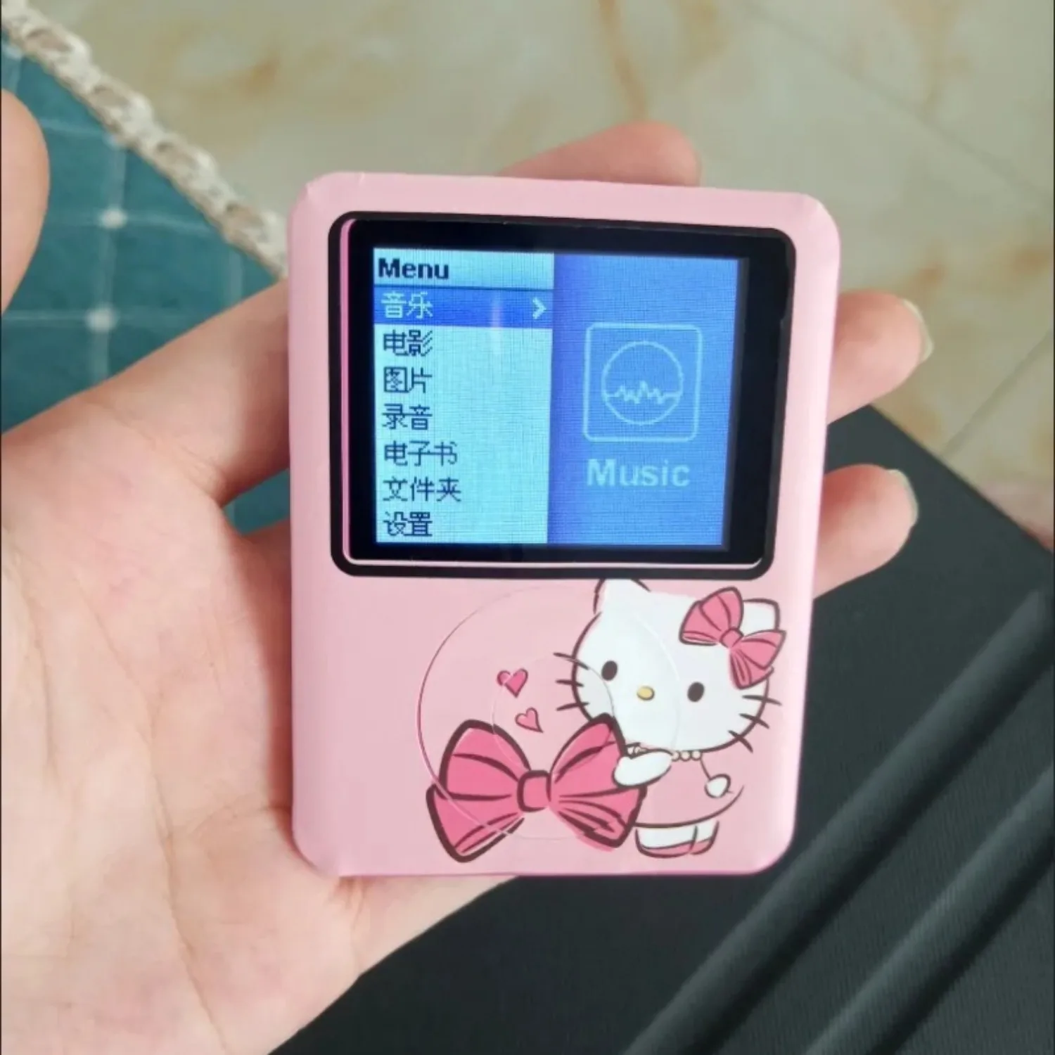 2026 Kawaii Sanrio HelloKitty Portable MP3 Player with Screen for Music Novels Students Running Gym Anime Cartoon Cute Holiday view 2