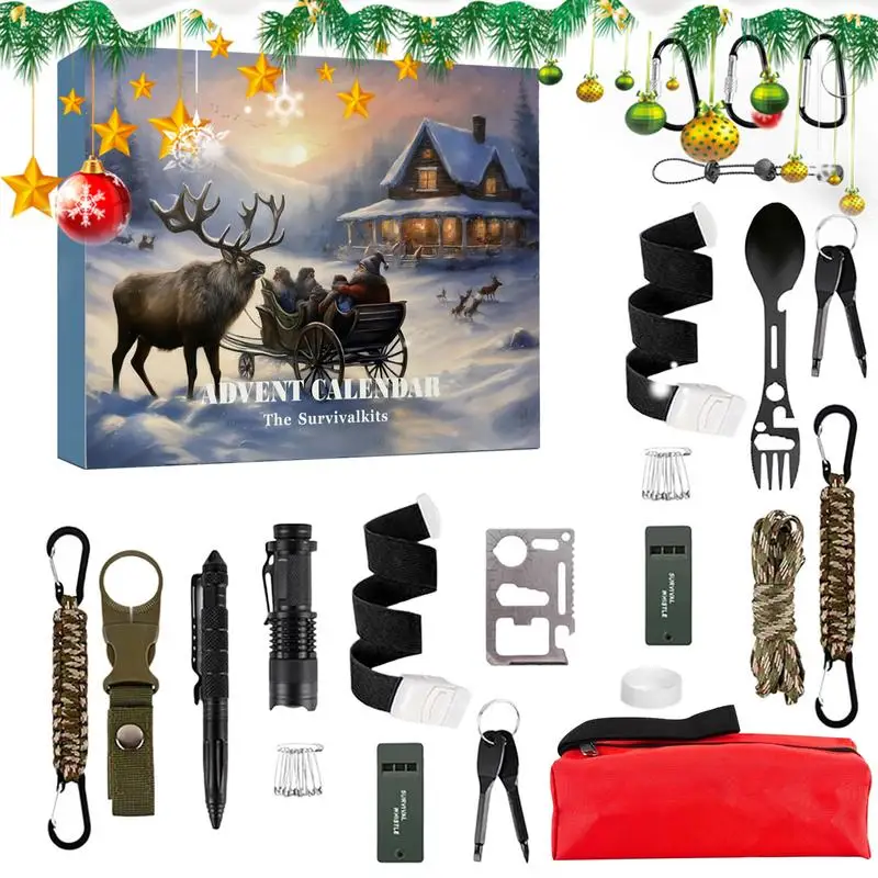 Survival Kit Advent Calendar Multifunctional Adventurous accessories practical Survival Tools Advent Calendar for outdoor lovers