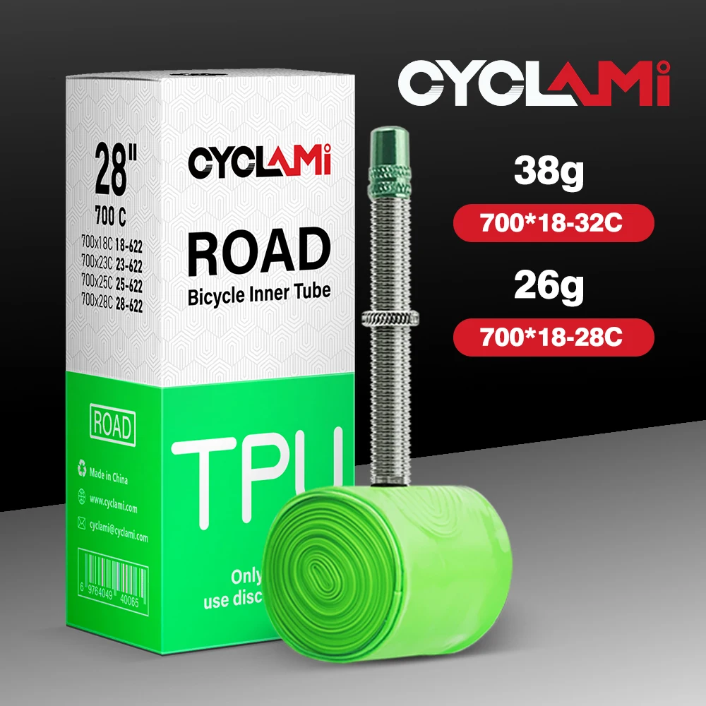 CYCLAMI – chambre à air ultralégère en TPU pour vélo de route, 700C 700 X18 32, pneu en matériau TPU, longueur 45mm 60mm, Valve française Super légère