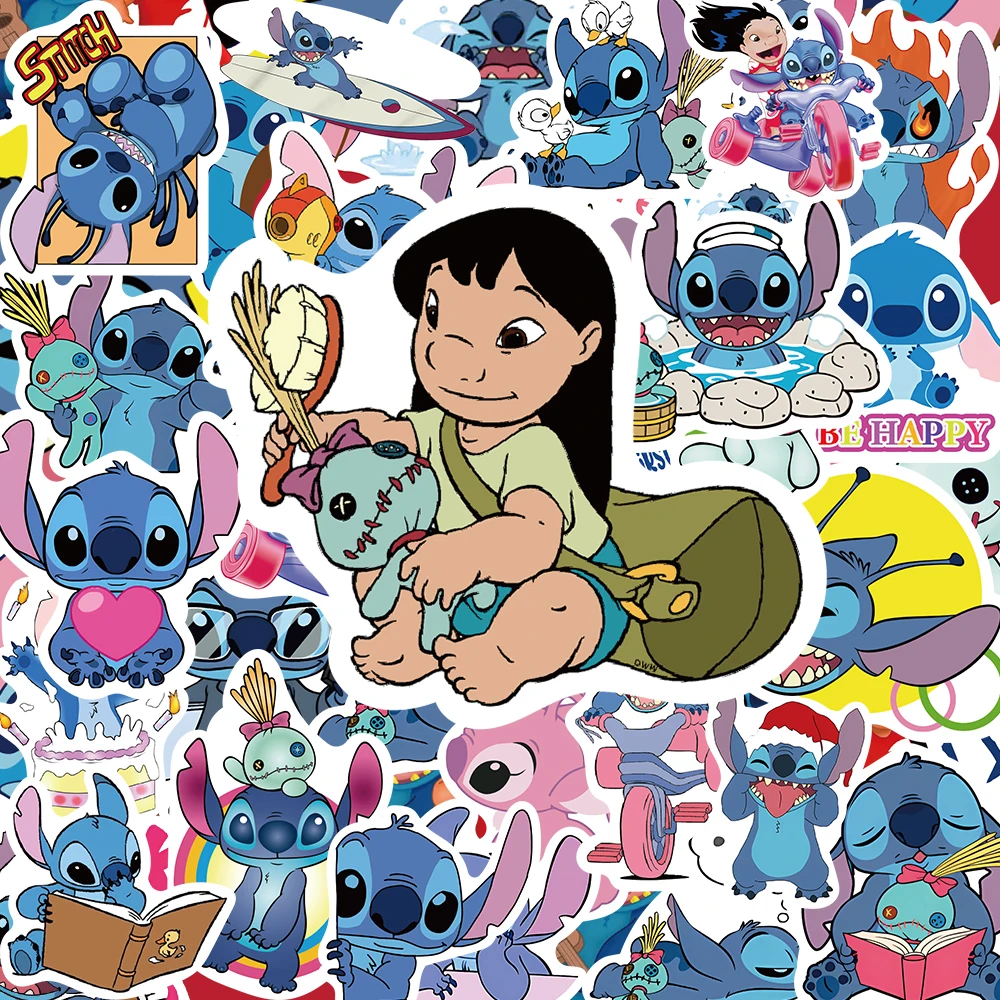 10/30/50/100pcs Disney Cartoon Lilo & Stitch Stickers for Kids Graffiti Phone Laptop Skateboard Car Waterproof Cute Decals Toys