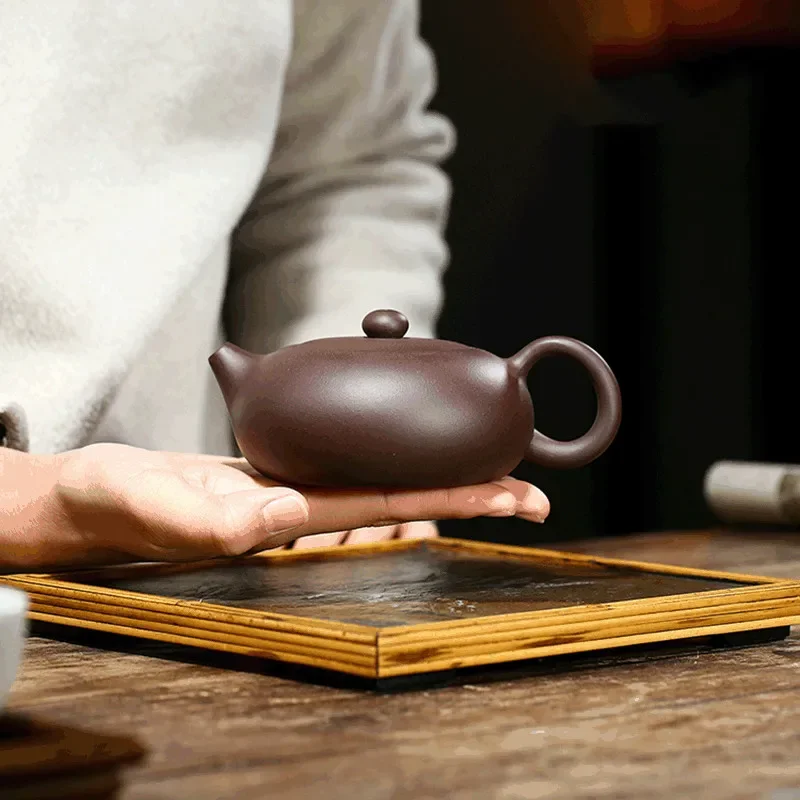 1pc Raw Ore Oolong Tea Kettle Chinese Yixing Tea Pot Purple Clay Xishi Teapot Household Handmade Teaware Authentic 210ml