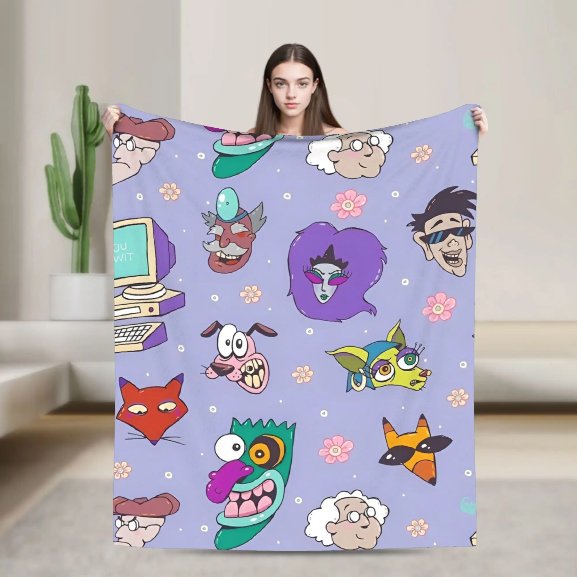 

Courage Cowardlys Dog Bedding Throws Flannel Bedspread For Couch Chair Sofa Bed Street Trend Sofa Bed Cover