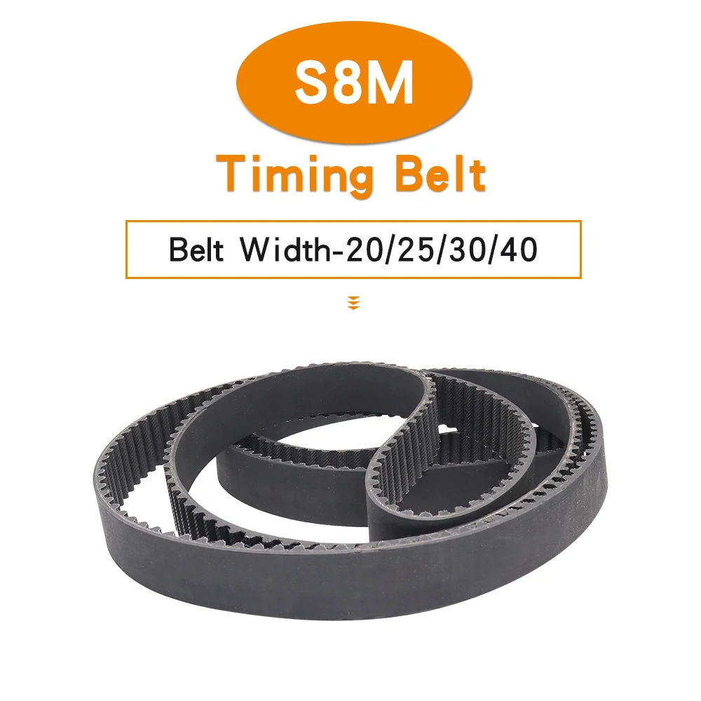

Timing Belt Model S8M-3400/3440/3600/3680/3720/3800/3904/4000/4400/5280 Circle-arc Tooth Rubber Belts Width 20/25/30/40mm