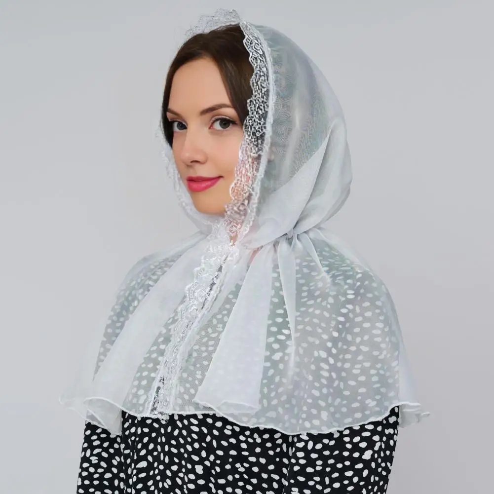 

Женский платок с вышивкой, кружевной платок в пряжной форме, легкий платок, однотонный тонкий женский головной убор