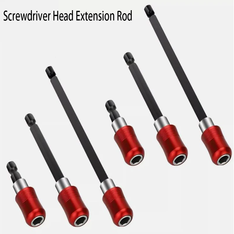

6PC Hexagonal Handle Red Three Piece Set Quick Release Self-locking Extension Rod 60/100/150mm Screwdriver Head Extension Rod