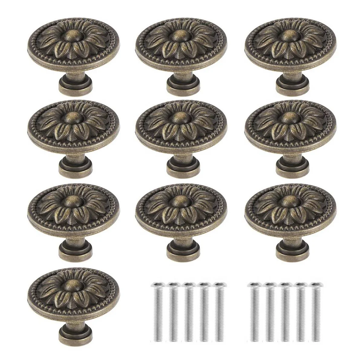 30PCS,Vintage Antique Vintage Handle with Patterned Round Knobs, Used for Furniture, Kitchen Doors and Cupboards