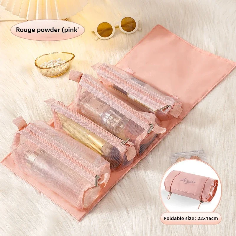 Detachable Four in One Makeup Bag, Multifunctional and Simple Travel Ladies' Folding Travel Cosmetics Storage and Grooming Bag