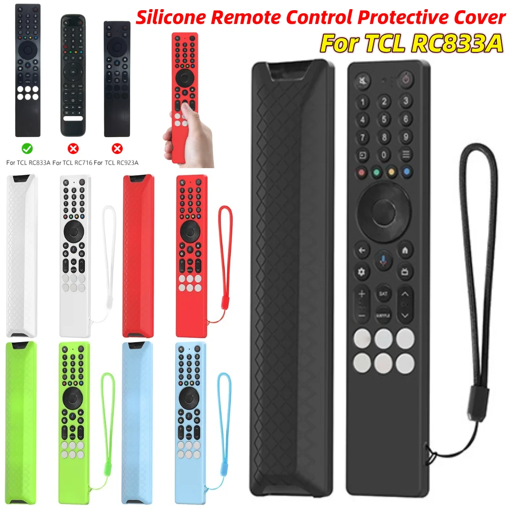 ل TCL RC833A سيليكون جراب لريموت السيارة مع الحبل الغطاء الواقي المضادة للانزلاق قطرة واقية غطاء RC لوازم التلفزيون أداة #1