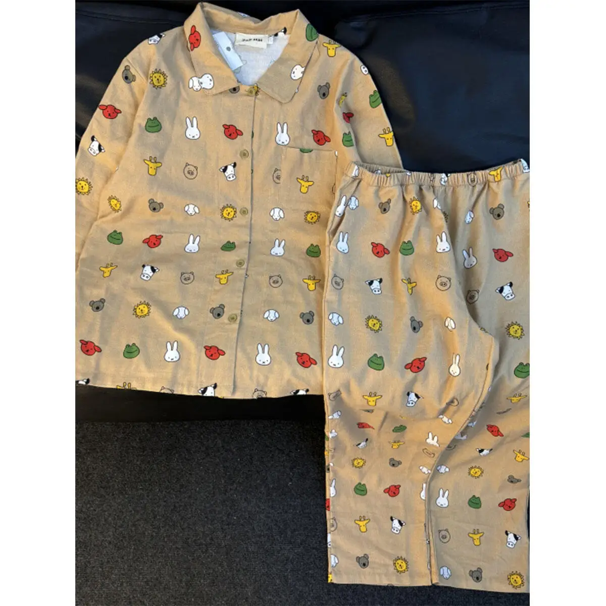 Miffy Kawaii Cartoon Primavera e Autunno Pigiama per la casa Simpatico coniglio Anime Pigiama a maniche lunghe e pantaloni lunghi Pigiama per ragazza dolce