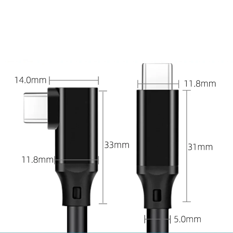 90 Degree Right Angle 3.2 Gen 2 USB-C Cable 4K UHD 20Gbps 100W PD Fast Charging Thunderbolt connector Cable