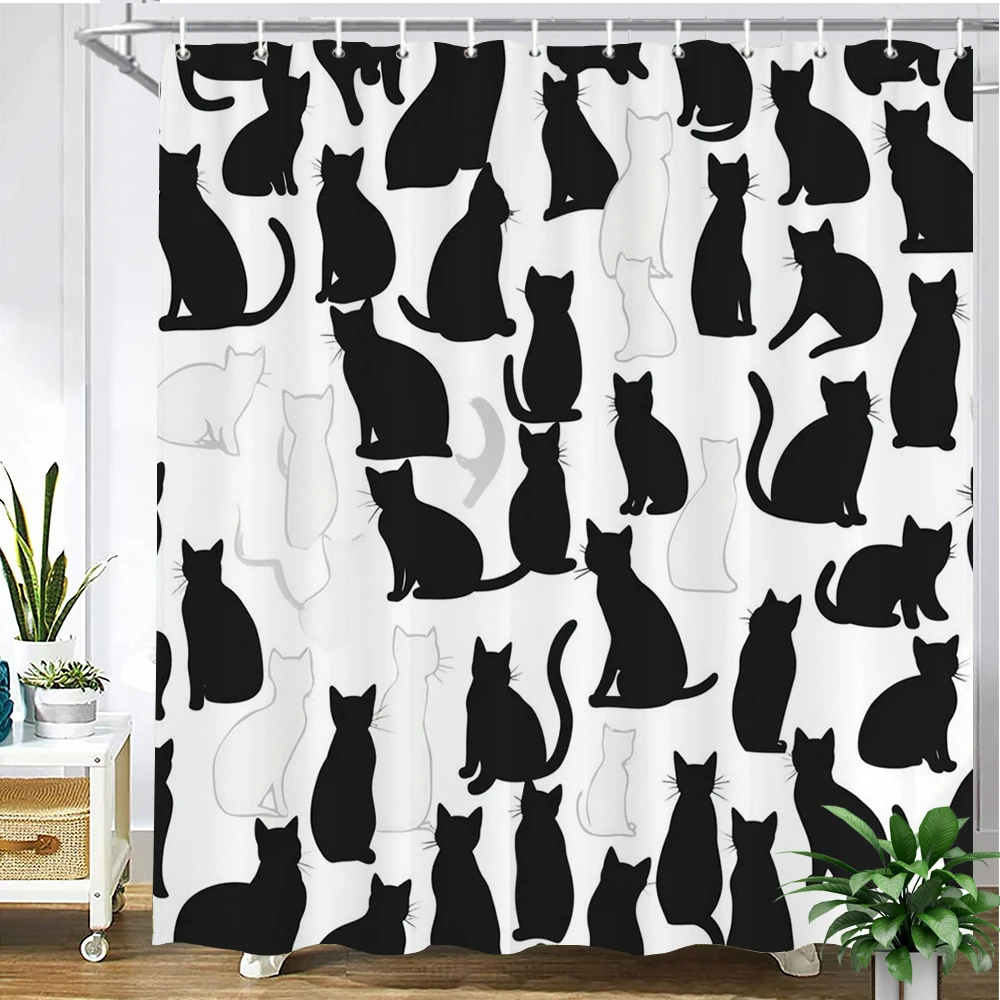 

Lovely Dogs Cats Shower Curtain 3D Printed Funny Creative Bathroom Curtains Waterproof Fabric Decor Bathtub Screen