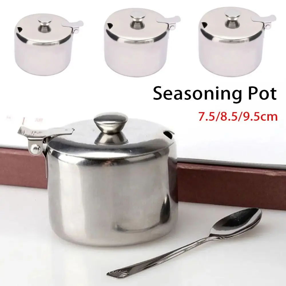 1Pcs Mini Sugar Container with Lid Spoon Sauce Cans Sugar Jam Salt Pot Seasoning Pot Spice Storage Jar Kitchen Supplies