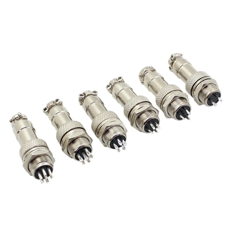 GX12 موصل ذكر من خلال الجدار 2-7 نواة، موصل ذكر مثبت على الحائط مع صامولة وحشية #3