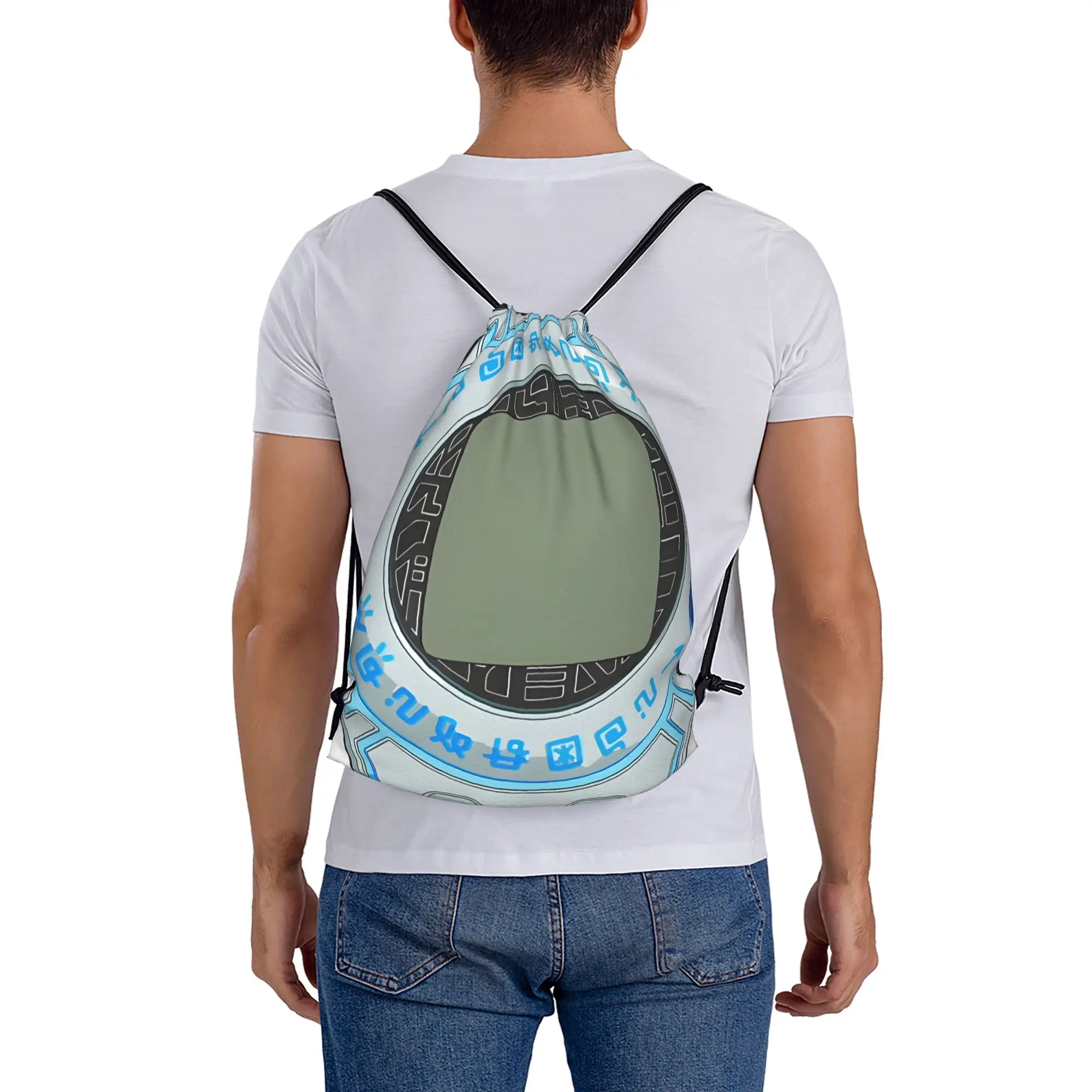 Merciful Digivice BANDAI Digimon Mochila con cordón para compras, mochila para montar, bolsas con cordón para ropa de gimnasio