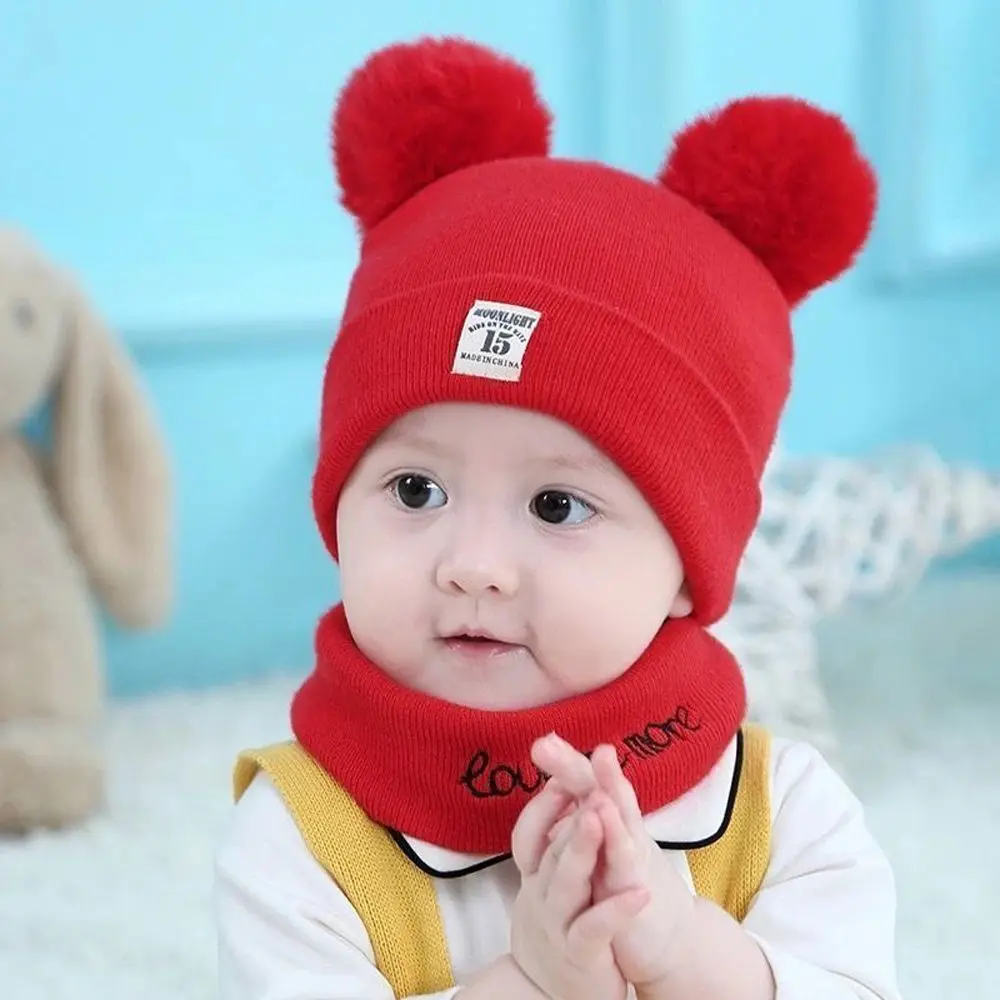 

Infant Ears Protection Plush Ears Windproof Toddler Cap Winter Hats Scarf Set Boy Girl Cap Lovely Beanie Hat Infant Knitted Hat