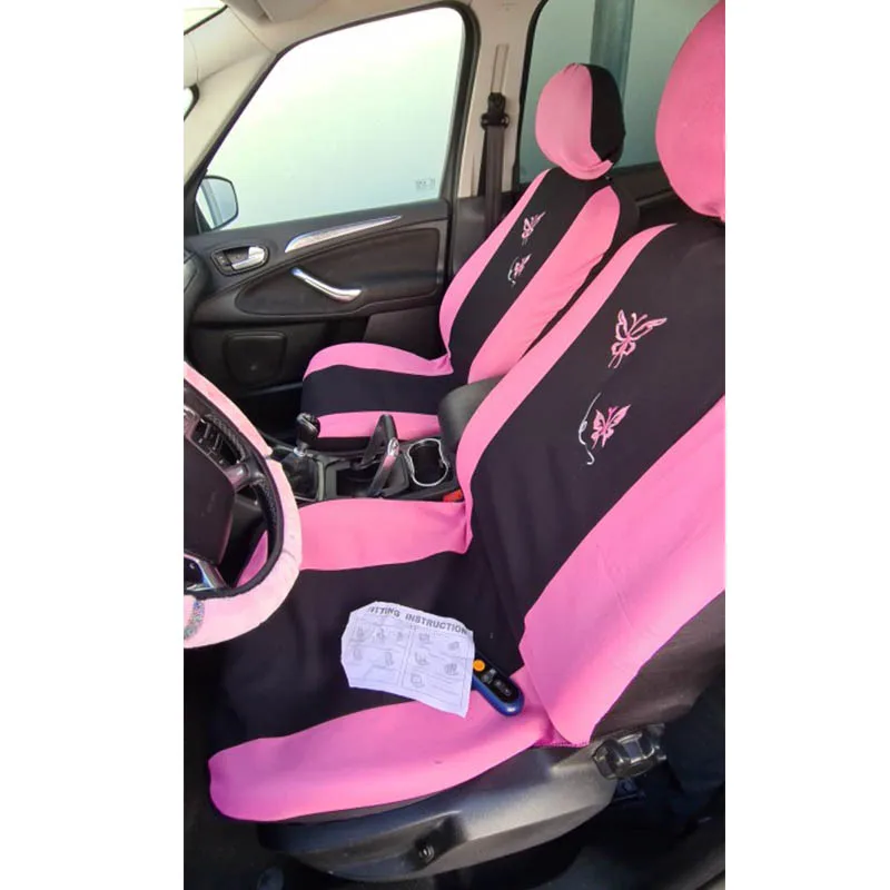 Full Set Car Seat Cover Steering Wheel Cover Universal Car Seat Interior Universal Cover Butterfly Style Full Set