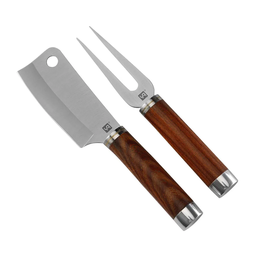 YIQI Table Knife Fork Sets 420J2 Blade Paring Knife Durable Wood Handle Bar Kitchen Stainless Steel Peeling Knives Cheese Tools