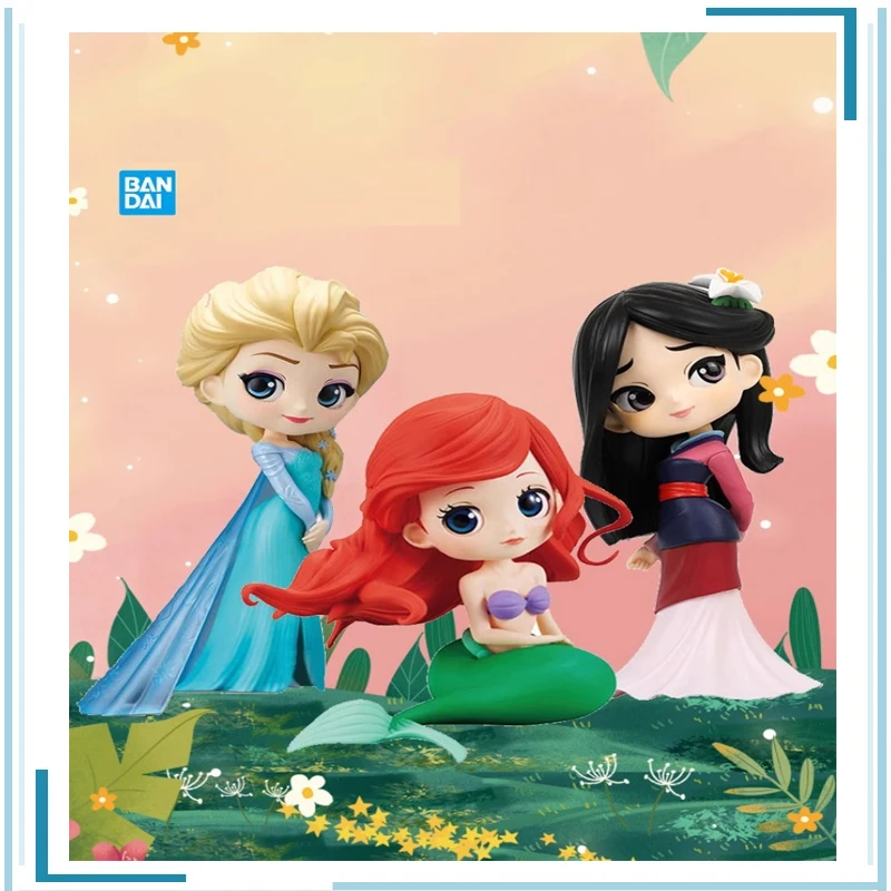 

BANDAI Disney Princess Elsa Anna Rapunzel Mulan Collect Ornament Ay Gives A Girl Childhood Memories Kawaii Figure Model Toys