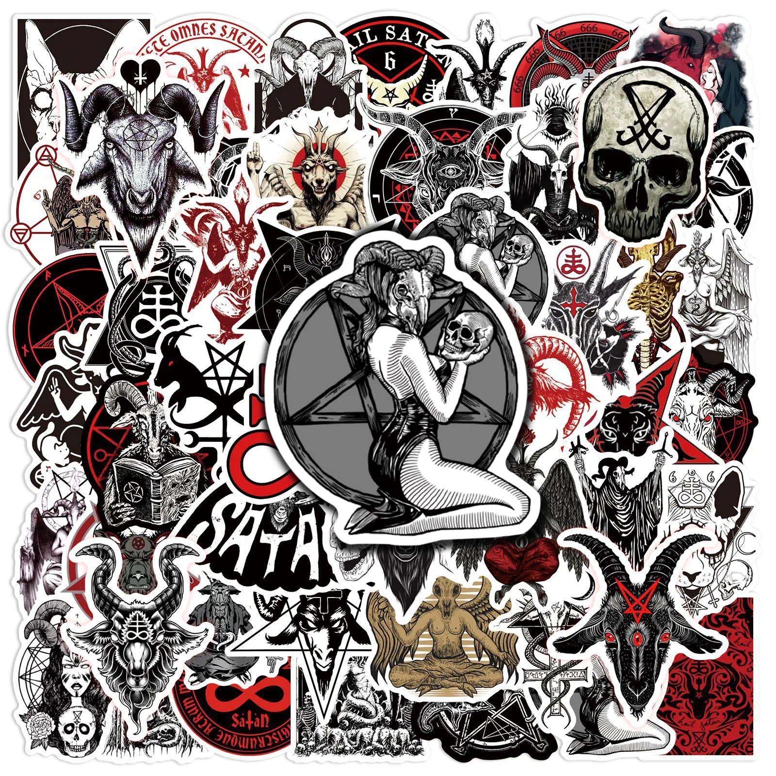 10/50pcs Gothic Horror Demon Satan DIY Graffiti Stickers Pack Laptop Scrapbooking Notebook Removable Waterproof Decoration Decal