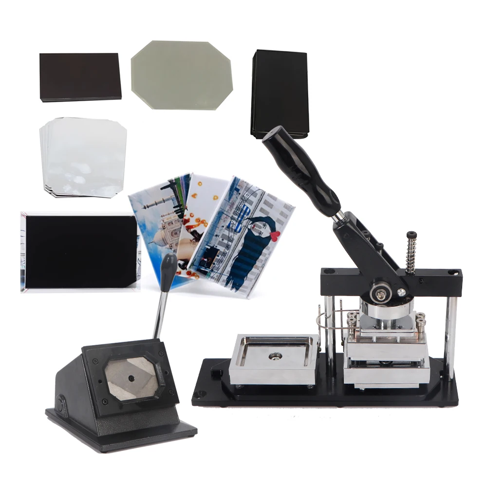 

Manual 80*53mm Rectangular Magnetic Fridge Card Press Machine Square Badge Button Making Machine for Restaurant Industries New