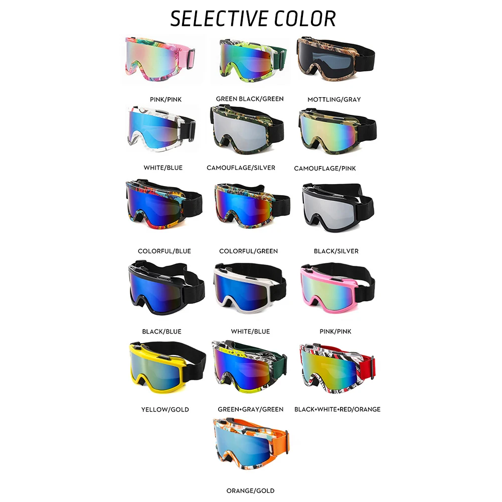 Large Frame Ski Goggles With Colorful Lens Anti Fog Mountain Skiing Goggles Outdoor Sport Snow Snowboard Goggle For Adult Youth