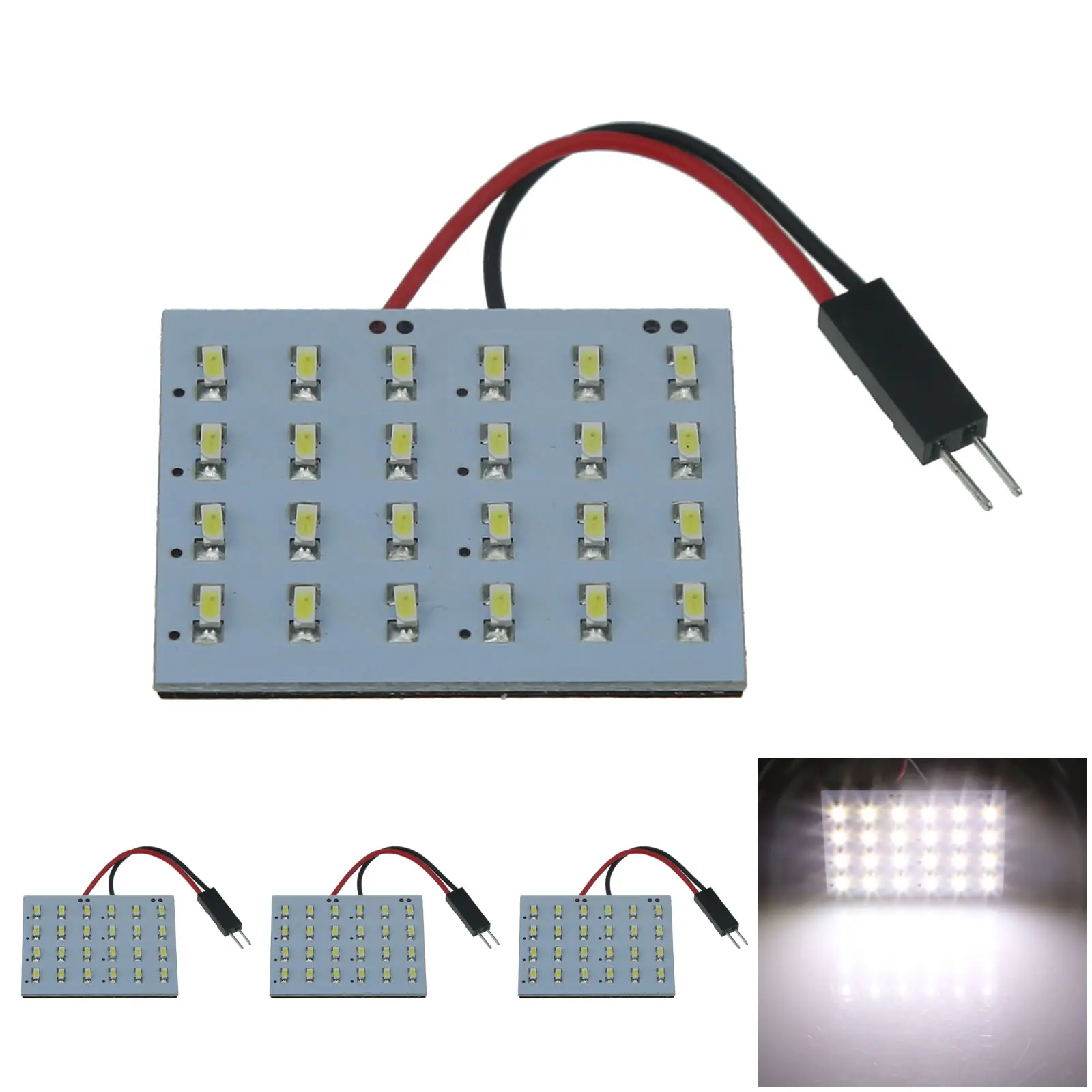 4x White RV Panel Interior Blub Door Lamp 24 Emitters 3014 SMD LED T10 festoon J405-W