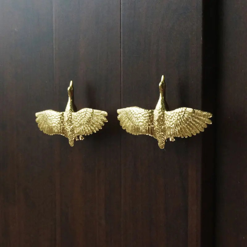 Brass Geese Shape Handle Wild Goose Handles Cabinet Door Pulls Wardrobe Cupboard Drawer Knobs Furniture Hardware Home Decor