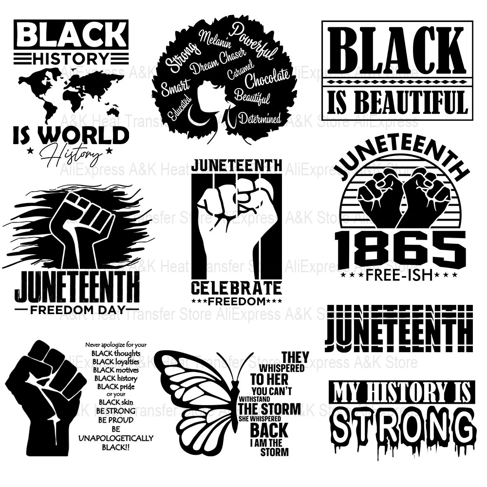 Great 1865 Juneteenth Patches For Clothes Heat Transfer Thermal Stickers DIY Washable T-Shirts Iron On Transfer Queen Patches