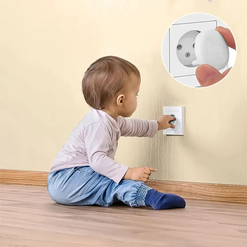 White Electrical Safety Socket Protective Cover Baby Care Safe Guard Protection Children Anti Electric Shock Rotate Protector