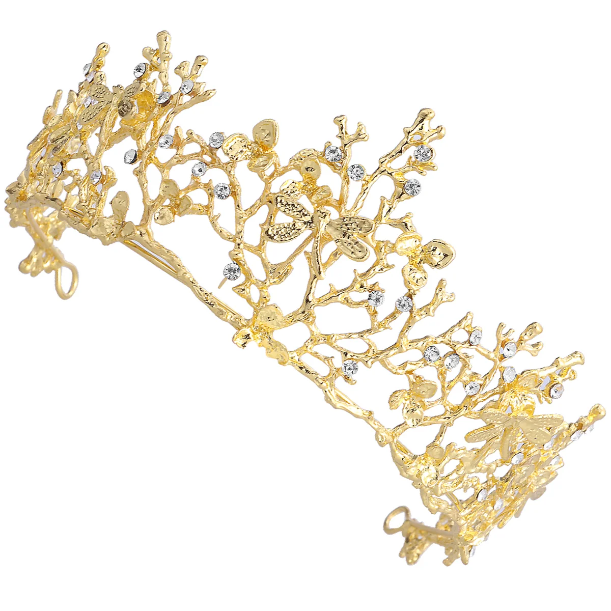 

Baroque Princess Tiara Bridal Tiaras Headband Bride Golden Dragonfly Crown for Wedding