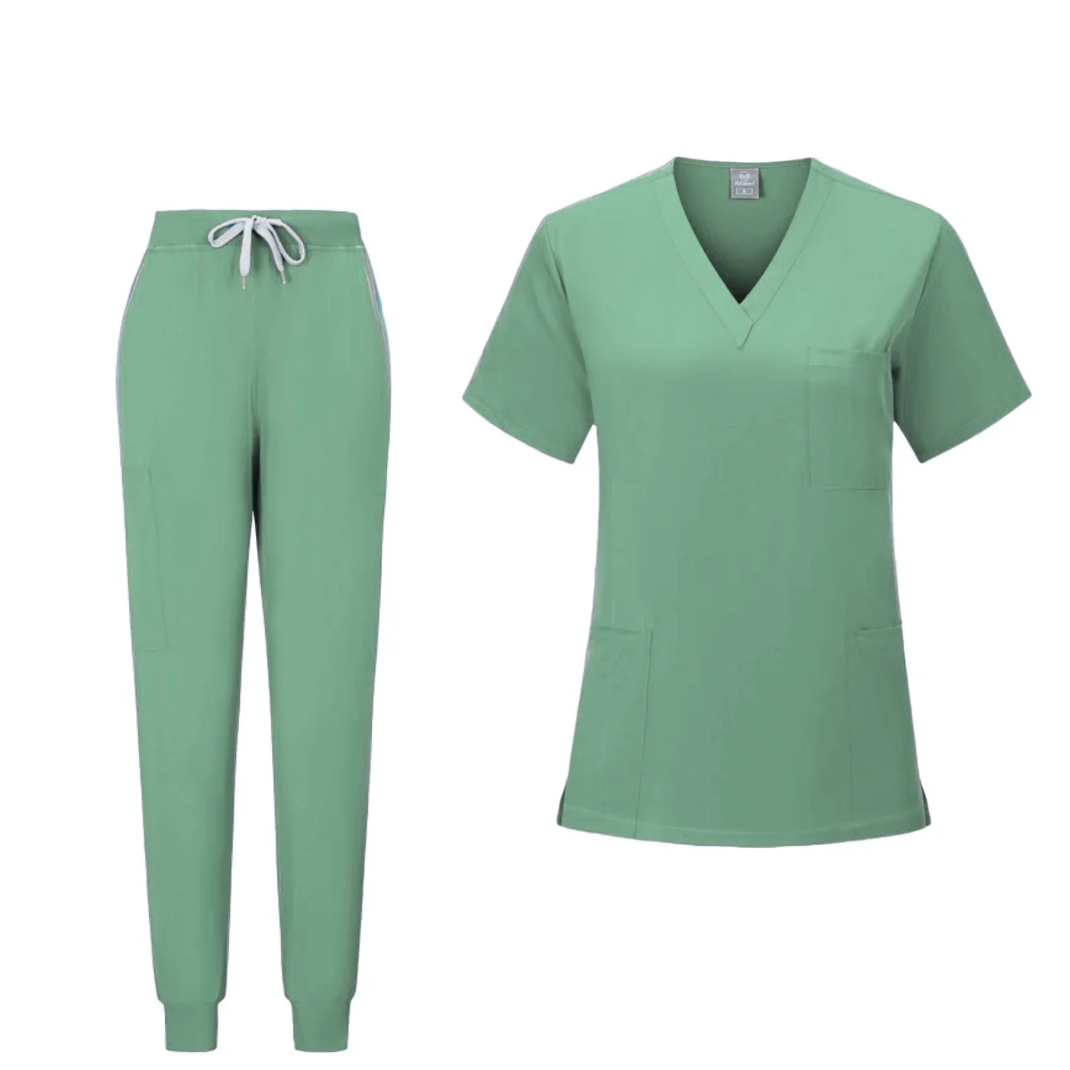 Homens e Mulheres Elástico Alta Sala de Cirurgia Conjunto Uniforme Médico, Manga Curta, Enfermeira, Médico Tops, Bata Calças, Scrubs Suit, Qualidade