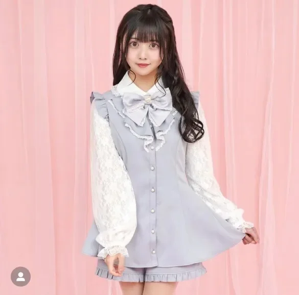 Japanese Lolita Shorts Suit Students Embroidery Bow Tops Woman and High Waist Pleated Mini Shorts Set 2 Pieces Women 2023 Spring