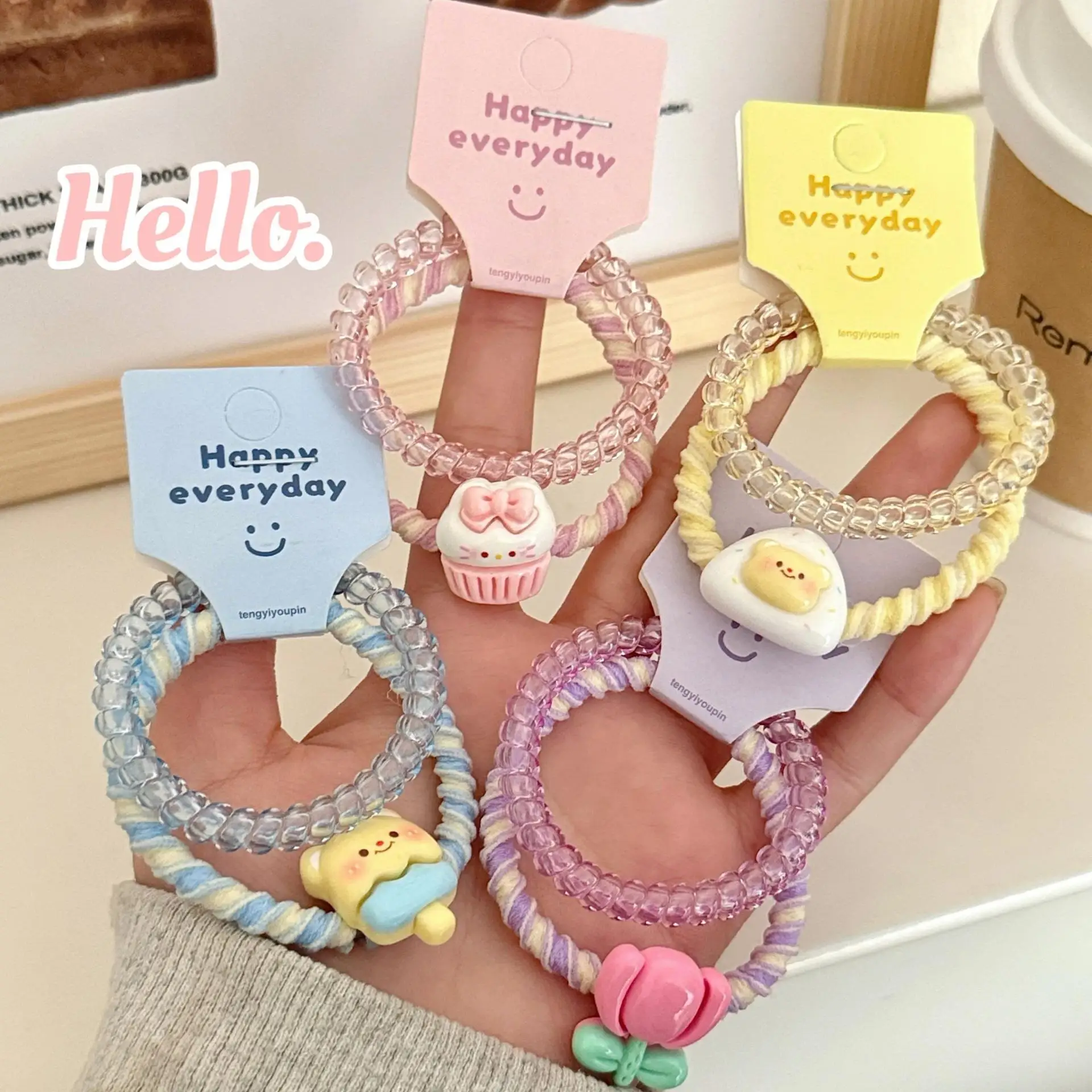 elasticos-de-cabelo-em-formato-de-fio-de-telefone-cor-creme-com-desenhos-animados-fofos-transparentes-estilo-verao-fresco