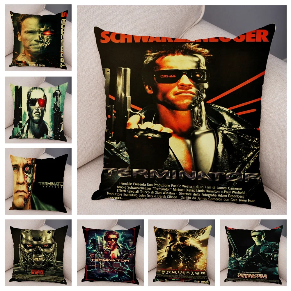 The Terminator T-800 Cushion Cover Decor Classic Movie Robot Warrior Pillowcase Soft Plush Pillow Case for Sofa Home Car 45x45cm