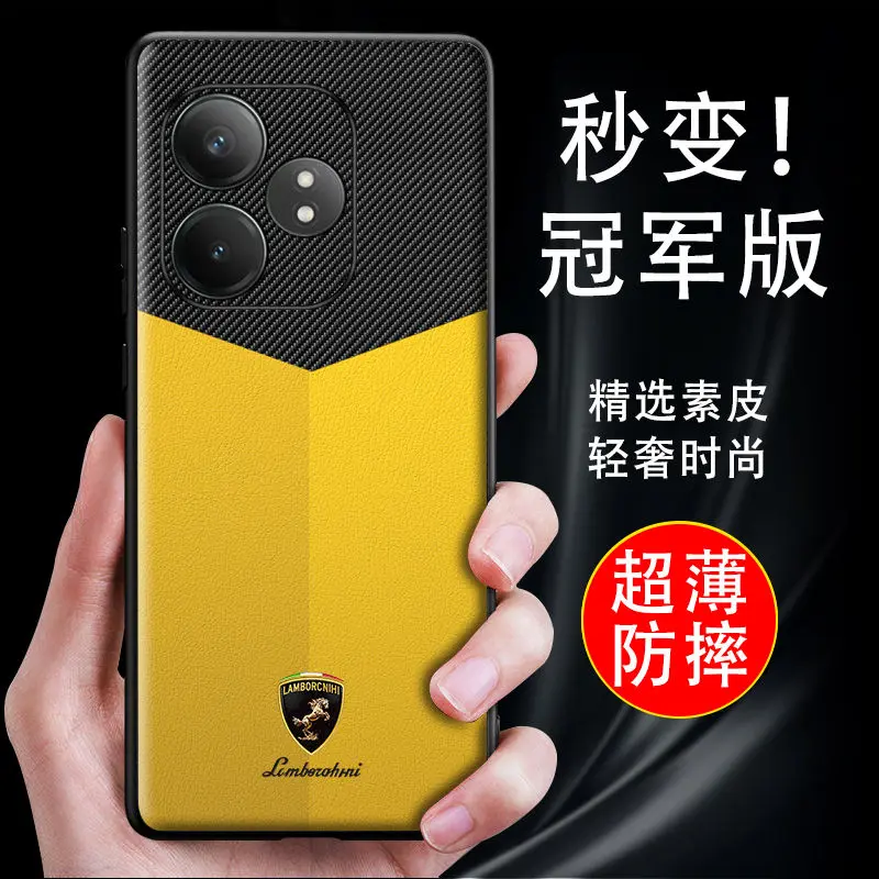 Case For Realme GT6 GT 6T GT NEO6 GT NEO6SE New Fashion Champion Leather Grain Protection Cover For Realme GT6 Bumper