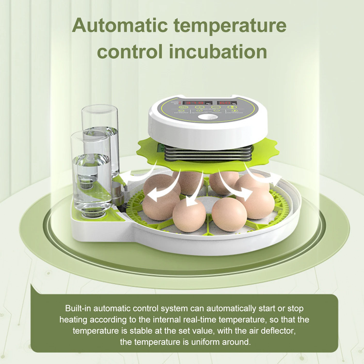 8/18 Eggs Automatic Egg Incubator Poultry Hatching Machine Temperature Humidity Control Noiseless Egg Incubator For Home EU Plug