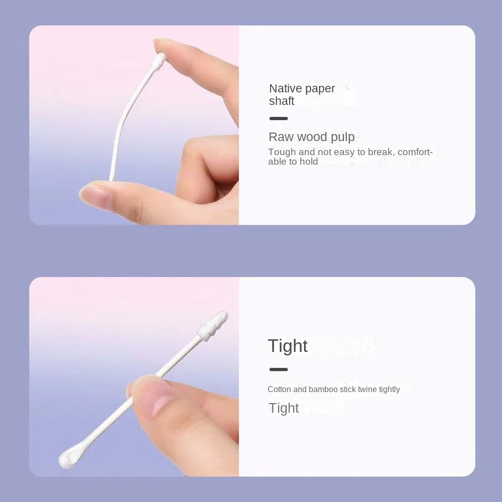 100Pcs/set Eyelash Glue Removing Cotton Swabs Ear Pick Cleaner Nose Lipstik Ear Cleaning Care Cotton Buds Tip Double Head