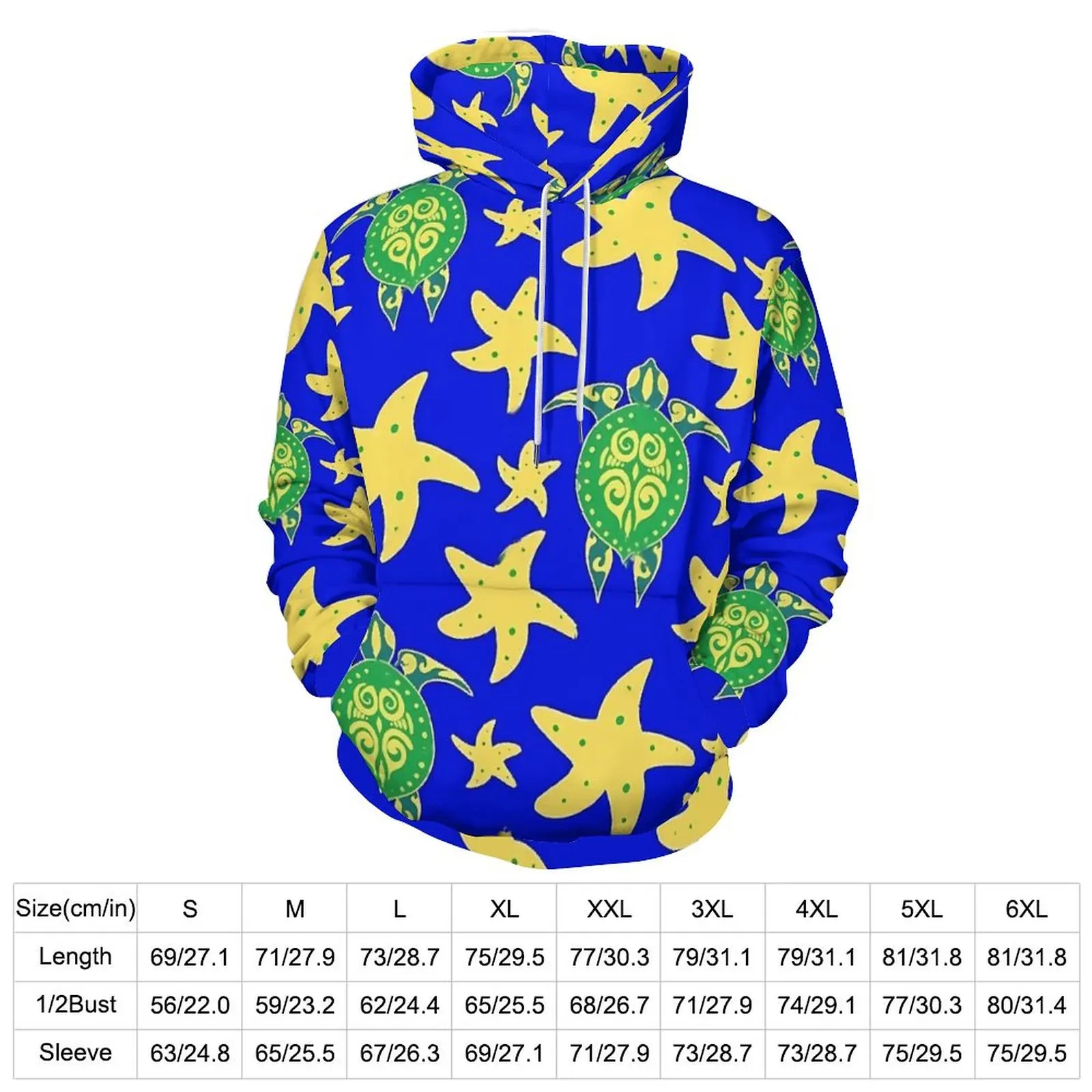 Swimming Turtles Casual Hoodies Starfish Print Funny Hoodie Unisex Long Sleeve Streetwear Custom Loose Oversized Clothes