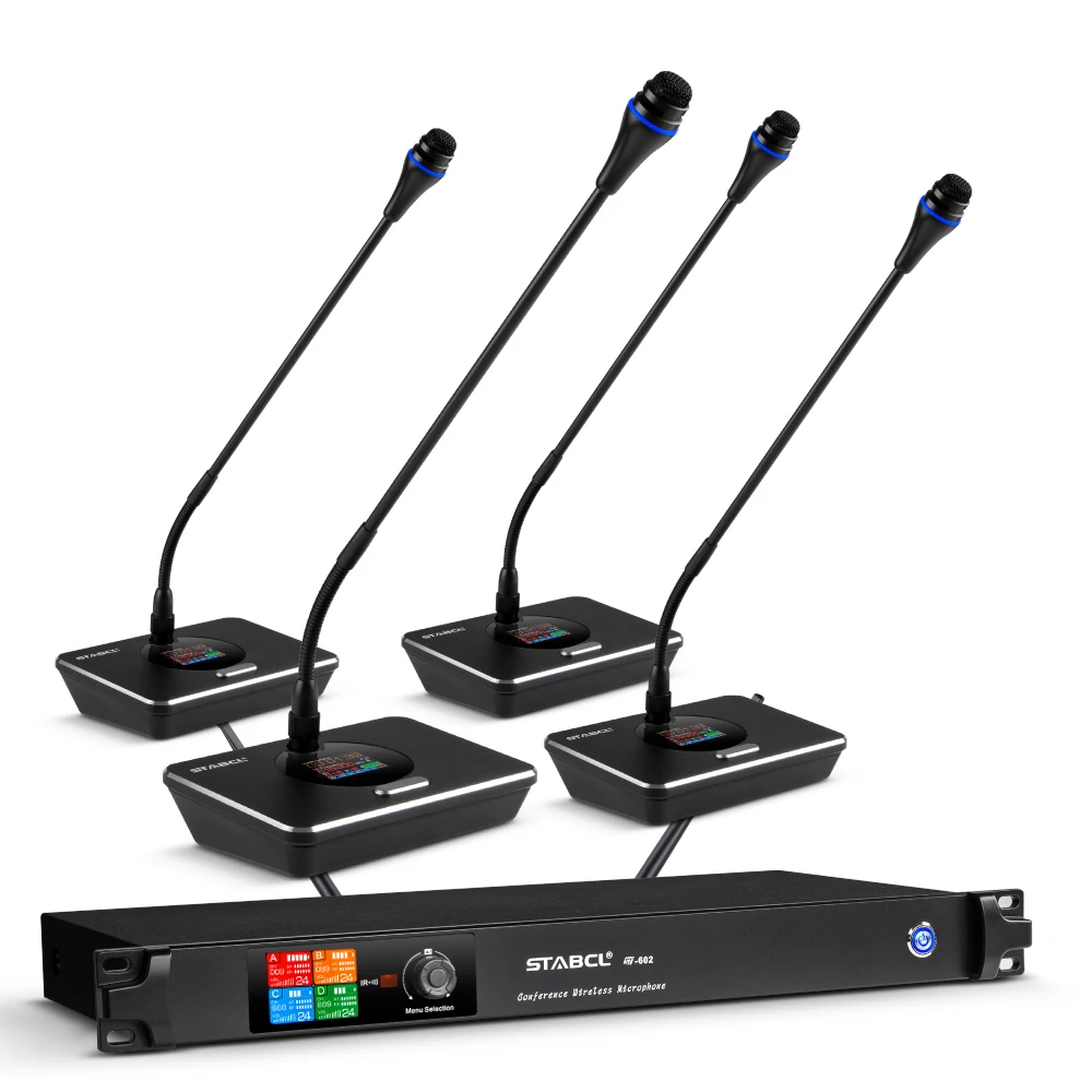 

ST-604 four Table Wireless Microphone System 4 Gooseneck Conference Anti-interference Meeting Room Set