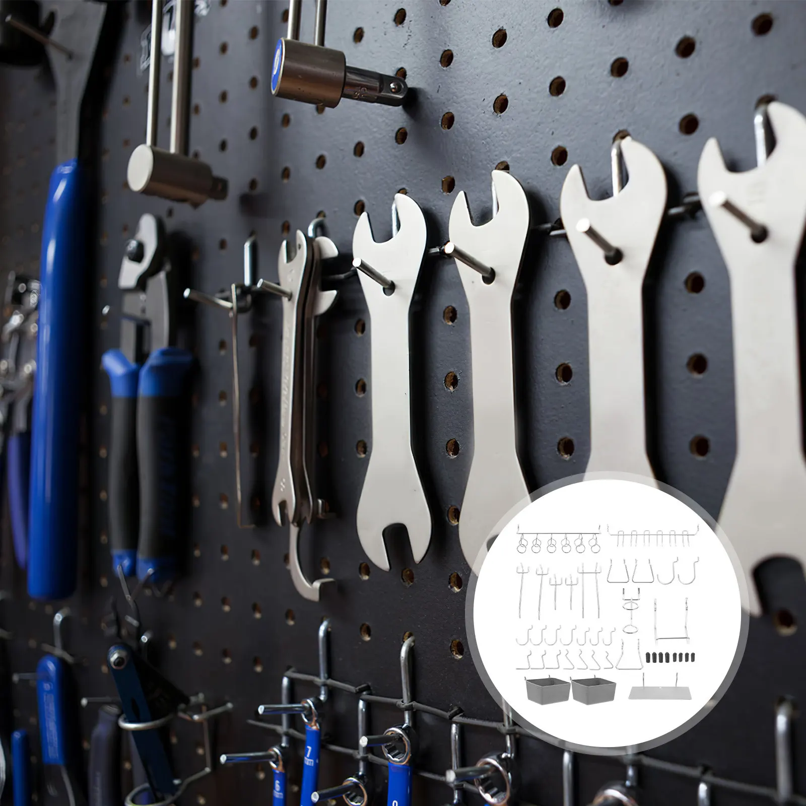 140Pcs Pegboard Hooks Organizer Kit Durable Utility Hanging Tools Garage Workshop Bins Peg Board Accessories Pegboard Hooks
