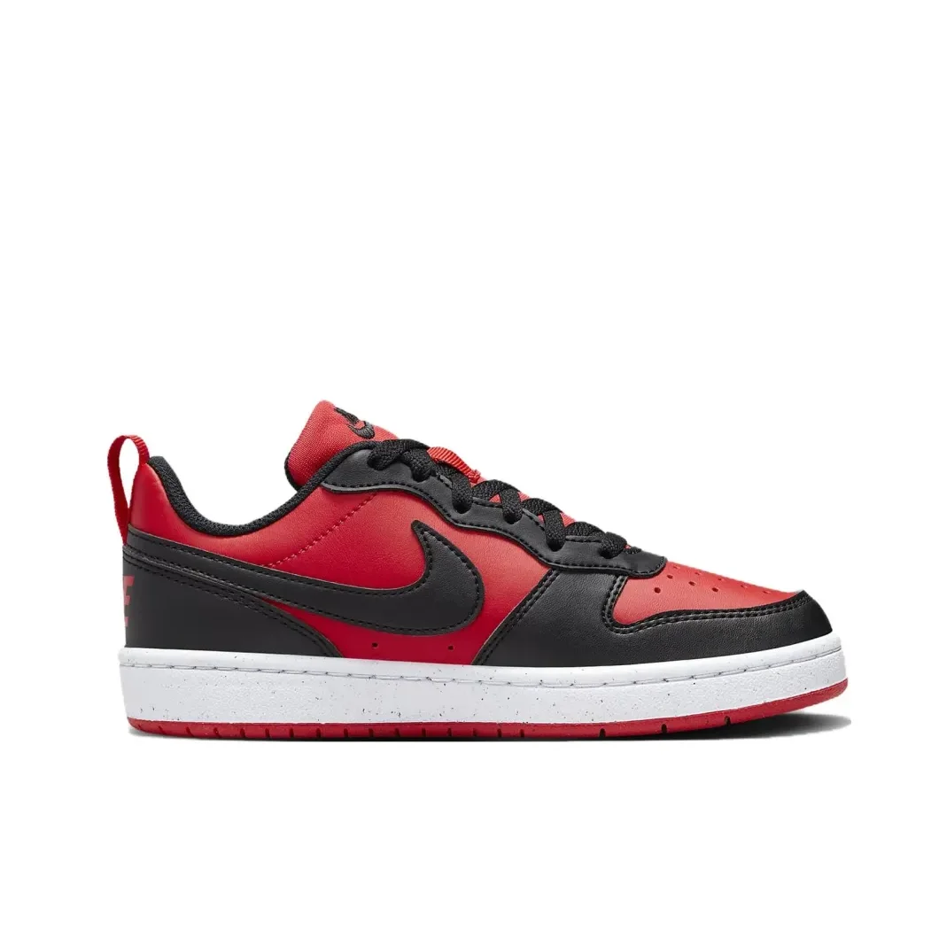 Nike Red and Black Colorway Court Borough Low 2 GS Kids' Board Shoes Simple Comfort Shock Absorbing and Wearable