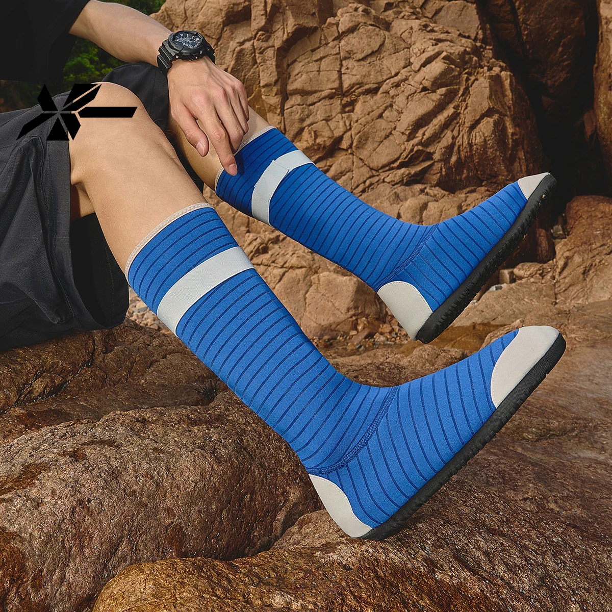 メンズ ハイチューブ ビーチシューズ ダイビングシューズ シュノーケリングシューズ 滑り止め 水泳シューズ 耐久性のある伸縮性のある速乾性 快適で通気性のある