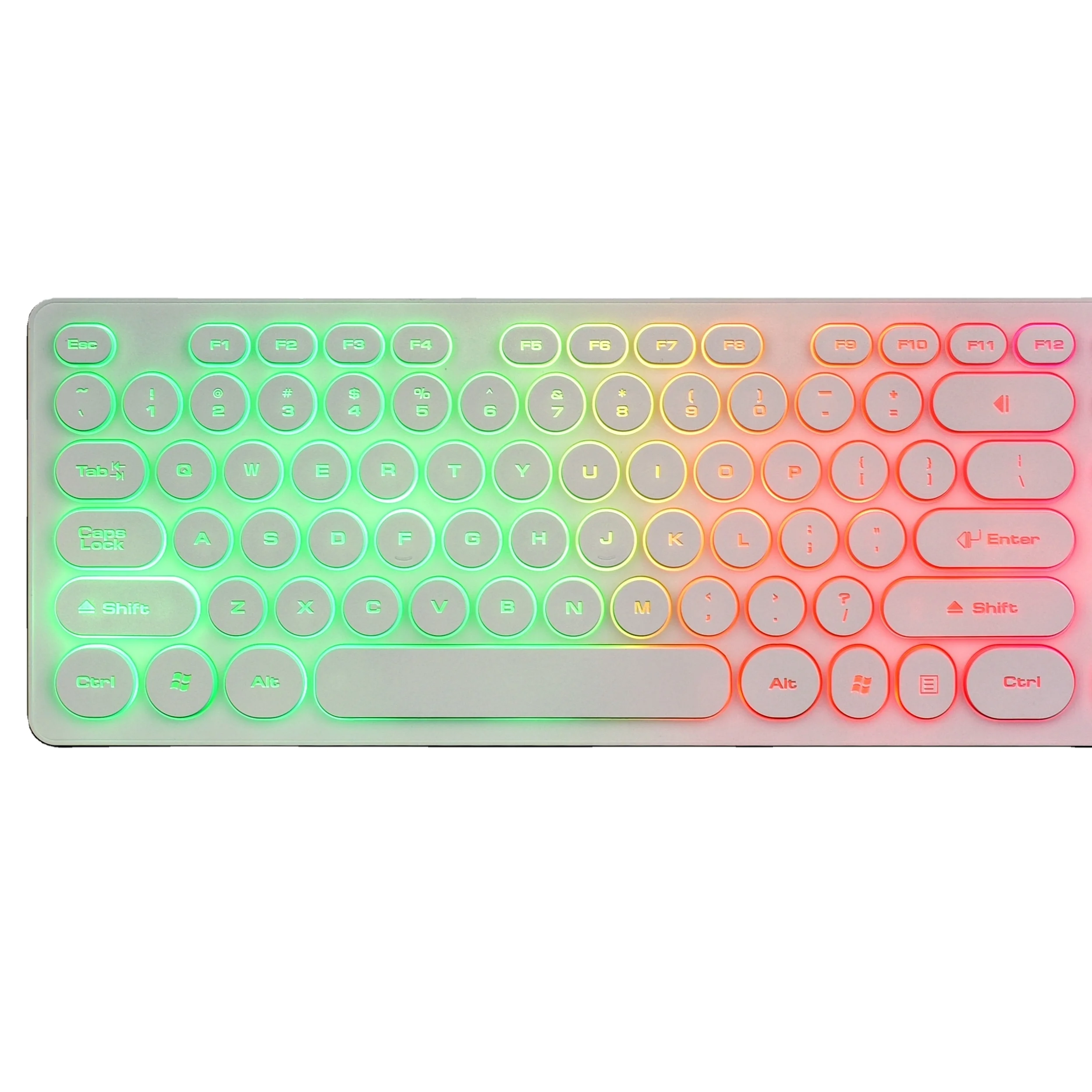 Typewriter Style Gaming Keyboard with RGB Back-lit 104-Key Multi-color Switch Retro Round Keycap