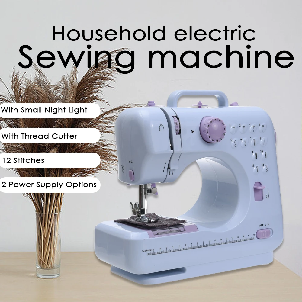 

Inne 12 Stitch Sewing Machine Electric Household Portable Mini Crafting Mending Overlock Pedal Replaceable Presser Foot Beginner