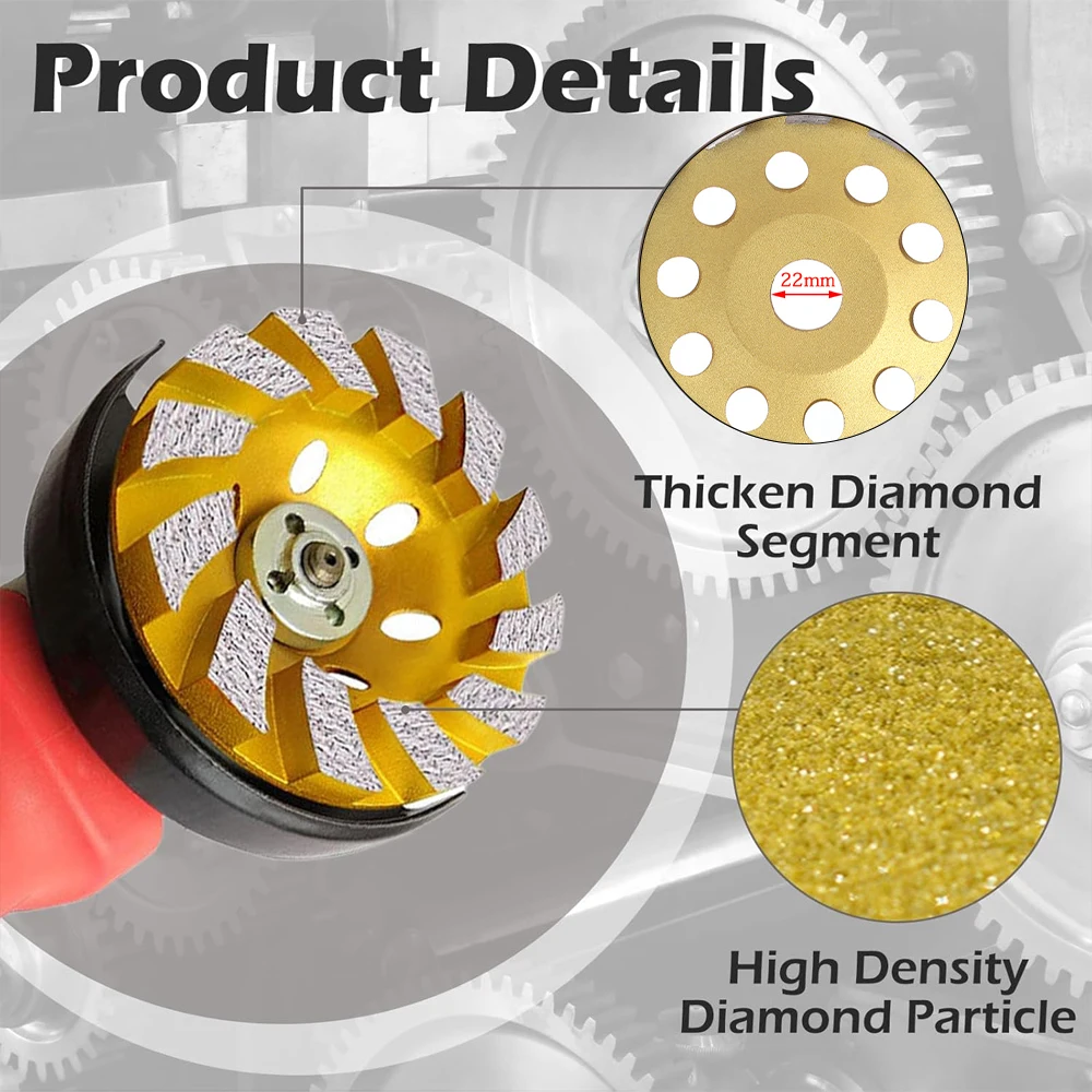 1pc100/125/150/180mm Concrete Stone Ceramic Turbo Diamond Grinding Cup Wheel Disc Stone Ceramic Marble Cutting For Angle Grinder