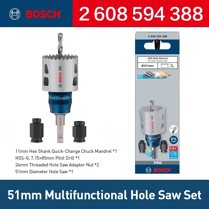 Bosch Lochsäge Professional Pro Series Bimetall-Kobalt-Hohlbohrer für Holz und Metalle Durchmesser 20-76mm Bohrer-Zubehör – Detail 3
