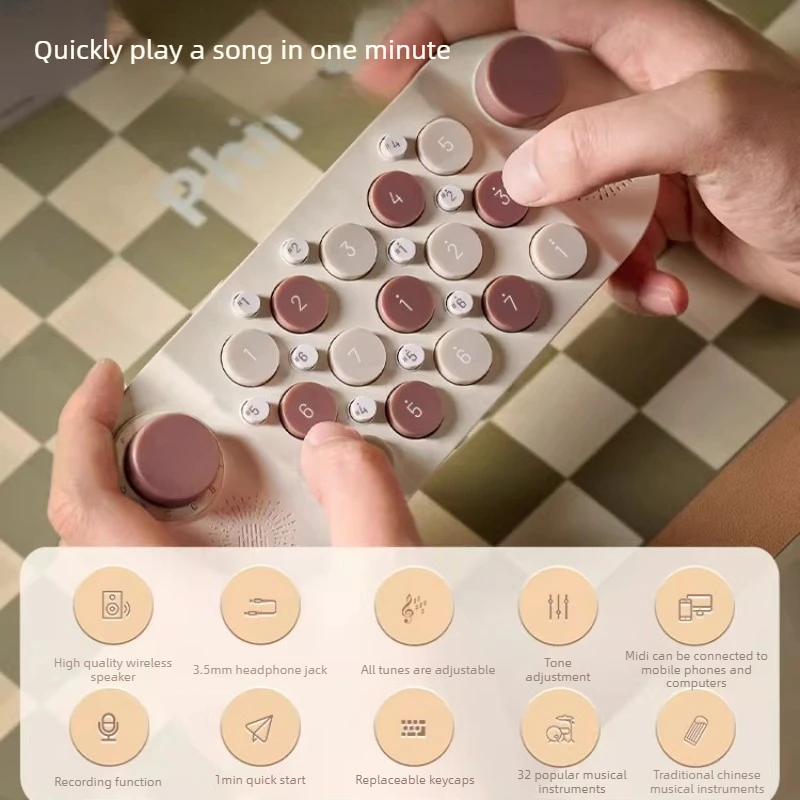 Portable Pocket Music Keyboard Piano with Recording Function Adjustable Melodies Toy Musical Instrument Children Birthday Gift