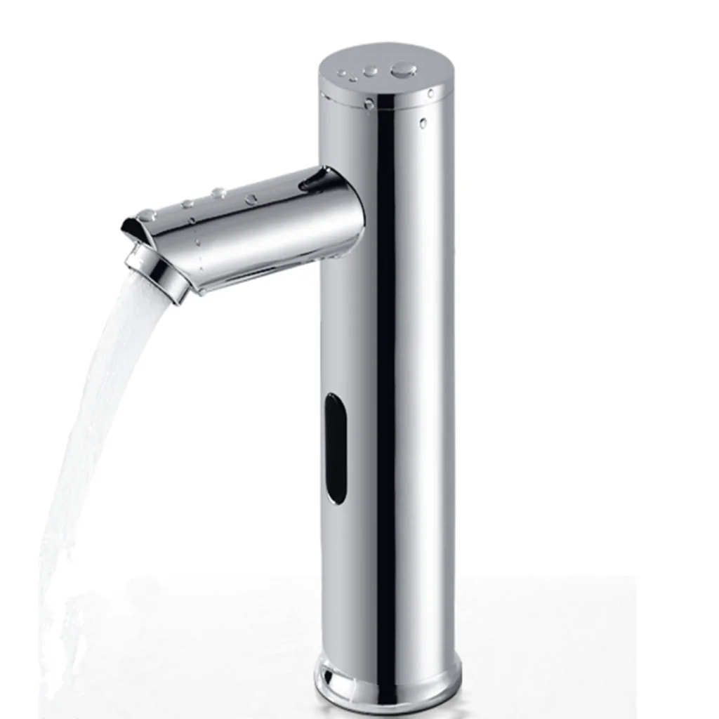 Manguera de grifo Sensor de agua de lavado Controlador de tornillo automático para aleación de cocina escolar - Plata